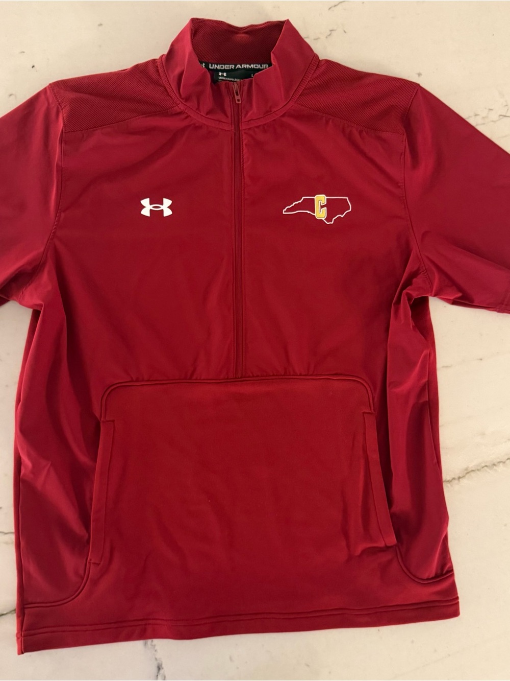 Charleston Cougars Sweater Mens Large Red 1/4 Zip Pullover Under Armour Golf EUC